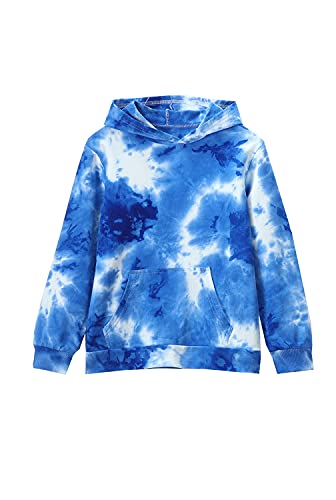 Image of Deeorla Little Boys Girls Cotton Tie Dye Hoodies Long Sleeve Pullover Sweatshirts for Big Kids 5-15Years