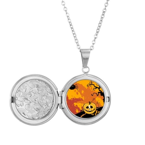 Collier médaillon citrouille Halloween pendentif orange pour déguisement