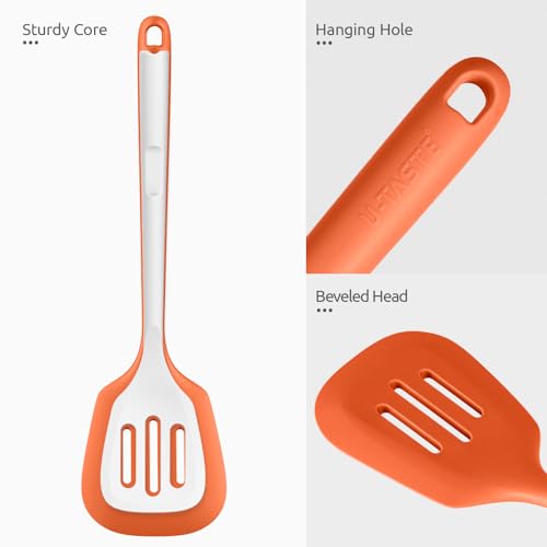 Image of U-Taste Silicone Turner Slotted Spatula, 13.6 inch Long /3.7 inch Wide, Orange