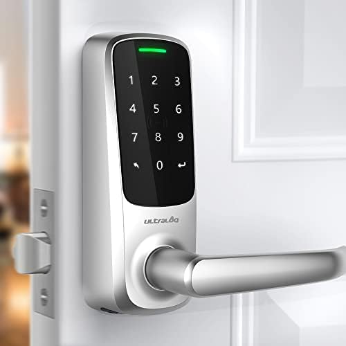 ULTRALOQ Latch 5 World's First Built in WiFi Smart Lock (Satin Nickel) with NFC, 5-in-1 Keyless Entry Door Lock with Bluetooth, Smart Door Handle with Touch Digital Keypad