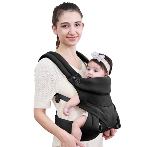 Image of New Upgrade Ergonomic Baby Carrier Newborn Toddler Wrap Carrier,Hands Free Baby Sitting Sling,Breathable,Perfect for Infants/Chest Sling for Babies Shower Gift (Ink-Black, Upgrade-with Belt)
