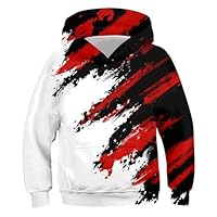 Belovecol 3D Hoodies for Teen Boys Girls Black Red Graffiti Fun Hoodies Unisex Long Sleeve Sweatshirt with Pockets 14-16 Years
