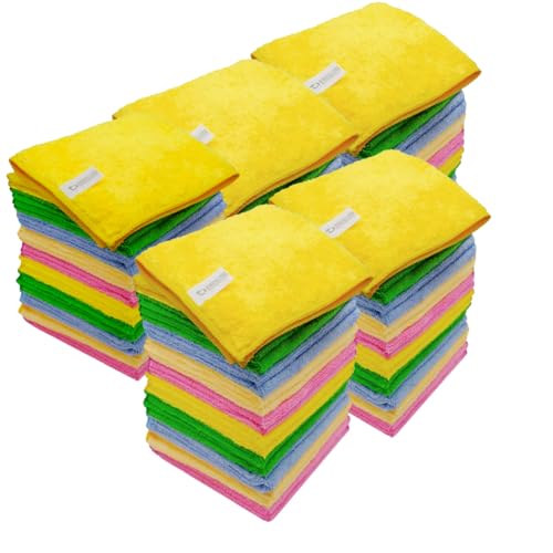 Premier Bond Distribution Microfibre Cleaning Cloths, Pack of 50, 40cm x 40cm Extra-Large Bundle, All-Purpose Cleaning Towels, Size 15.7 x 15.7 in