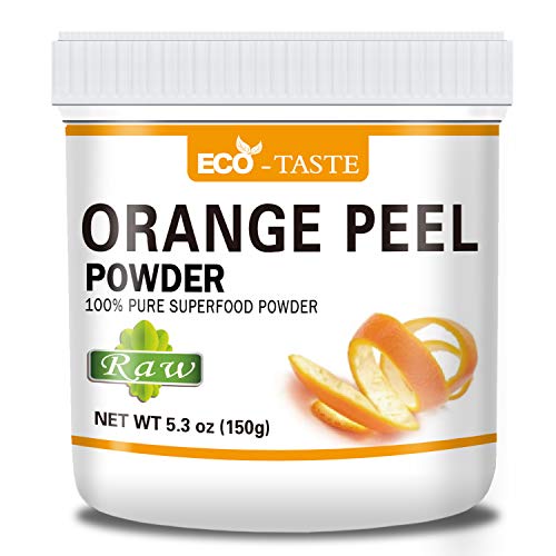 ECO-TASTE 100% Pure Orange Peel Powder, 5.3 oz, Pure and Raw, Good Sources of Antioxidants and Vitamin, 150 Grams