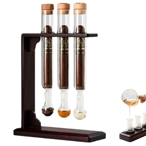 Flavor Injector Humidifier - Infuser Glass Tube Kit with Handmade Wooden Base Airtight Cap for DIY Flavor Infusion Aromatherapy Display Rack for Cigars Lovers (1PCS)