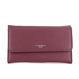 DIMENSIONS & FERMETURE: Femeture rabat à bouton pression, dimension: L20 x H12 x P3 CM. Grande capacité tout en un pour billets, monnaies, CB, carte grise, passeport et divers.