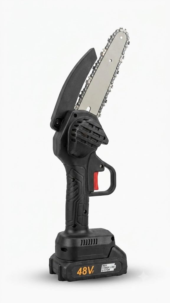 GAUR 48V Cordless Mini Chainsaw with Battery, One-Hand Operation | Portable Design, Safety Trigger Guard, Battery Powered, Tree Pruning, Lightweight-image-16
