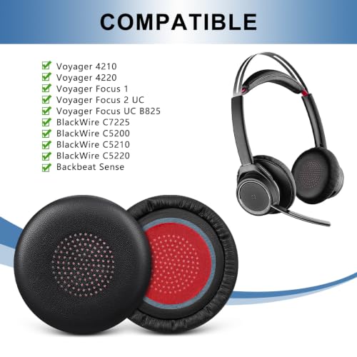 Image of GEVO Ear Pads Cover for Voyager Focus 1&2 UC /B825 -Black&Red