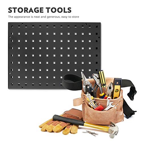 TEHAUX Pegboard para controle de parede, preto, horizontal, metal, organizador de parede, azulejos,