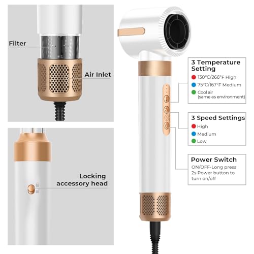 Image of Hair Dryer Brush,Blow Dryer Brush with Attachments,110000 RPM Curly Twist 7 in One Air Style, Professional Ionic Hair Styling Tool, Left & Right Air Curler, Volumizer