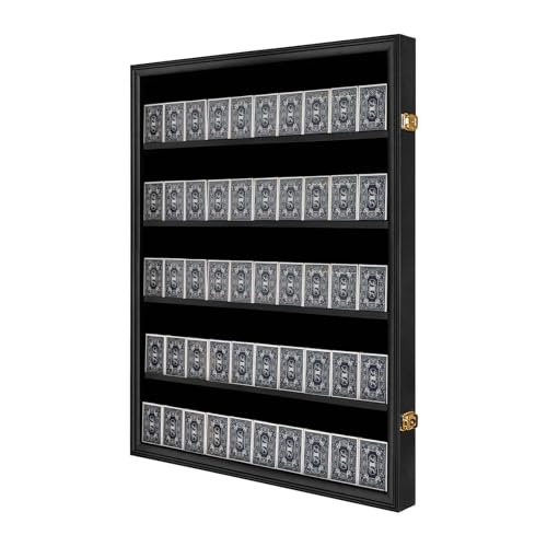 Sboitflmm Playing Card Display Case - Large Lockable Card Deck Display Box with UV Protection Acrylic Door - Ideal for Poker Card Storage and Collection Showcasing, Vertical