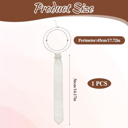 Artificial Pearls Neck Tie White Handmade Womens Weaving Ladies Shirt Necklace Beaded Necktie Party Jewelry Accessories for Women4