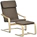 Produktbild HOMCOM Relaxsessel mit Fußhocker, Ruhesessel mit Hocker, Lesesessel, Ruhesessel mit Armlehne, Schwingsessel, Relaxstuhl mit Leinenbezug für Wohnzimmer, Balkon, Flur, Braun 66,5 x 80 x 99 cm