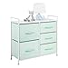 mDesign Wide Dresser Storage Tower Furniture - Metal Frame, Wood Top, Easy Pull Fabric Bins - Organizer for Kid's Bedroom, Hallway, Entryway, Closet, Dorm - Chevron Print, 5 Drawers - Mint Green/White