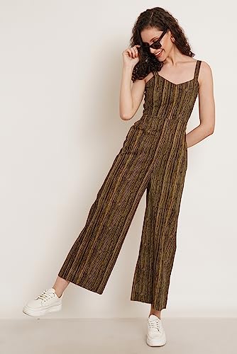 Image of COTLAND Fashions Jaipuri Cotton Abstract Printed Sleeveless Jumpsuit for Women