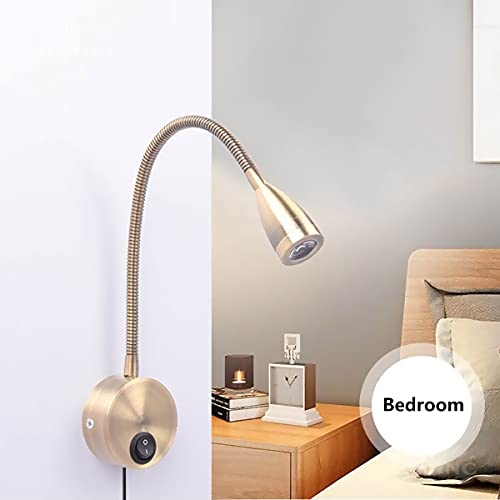 Lámpara de pared con enchufe y brazo flexible para leer en la cama 2
