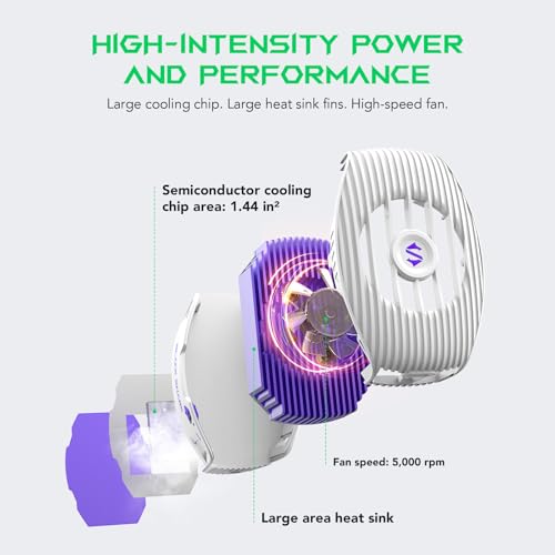 Image of Black Shark Phone Cooler for Gaming FunCooler 5 NEO, Wired Mobile Phone Cooling Fan Lightweight Quiet with RGB Light, Cellphone Radiator for 2.67-3.45 inches iPhone /Android, Retaining Bolt (White)