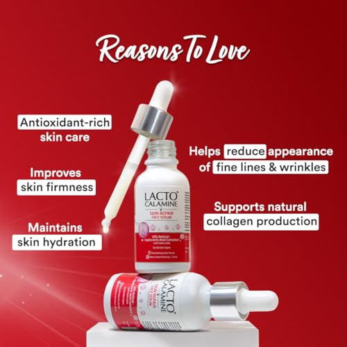 Image of Lacto Calamine 10% Retinol Complex Face Serum with Hyaluronic Acid & Gotu Kola | Reduces Fine Lines & Wrinkles | Improves Skin Firmness, Texture & Skin Renewal | Anti-Aging Night Serum | Dermatologically Tested | 30ml