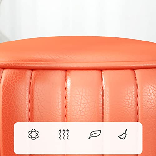 Tabouret de coiffeuse en similicuir blanc capitonné avec assise rembourrée pour dressing