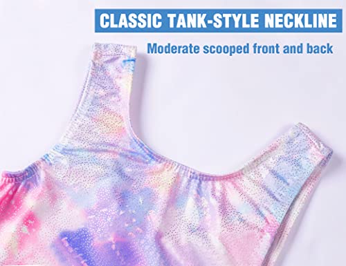Image of TENVDA Leotards for Girls Gymnastics Kids Children Biketard With Shorts Sparkly Unicorn Dance Unitards(Multiple Colors)