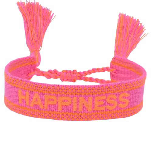 Selfmade Jewelry Stoff Armband Love Armband in Pink - Gewebtes Freundschaftsarmband, ideale kleine Geschenke für Frauen, einzigartiges Geschenk für Frauen (NEON HAPPINESS)