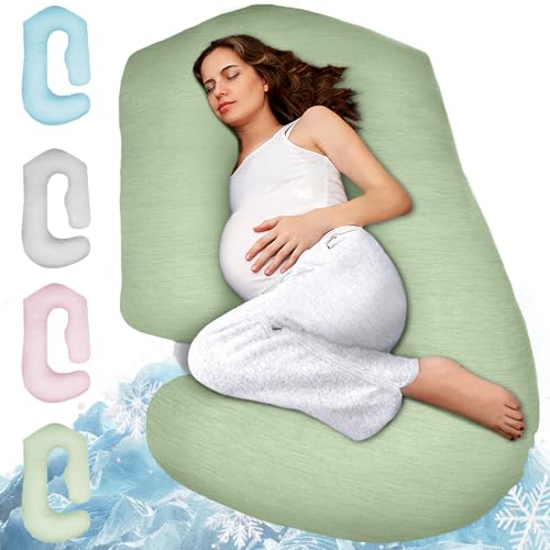 Image of Pregnancy Pillows for Sleeping - 57-Inch Maternity Pillow for Pregnant Women with Removable Washable Cover - Support for Back, Belly, Neck, Legs, & Hips - V C U Shaped Full Body Pillow