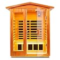 TO'GO 902VT Outdoor Sauna 2 Person, Far Infrared Sauna, Outdoor Saunas for Home, 1750 Watt Low EMF Heating Panel, Bluetooth, LCD, LED, Chromotherapy - Mahogany