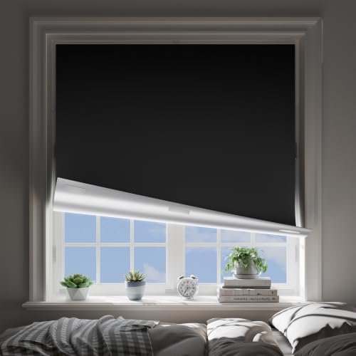 OTUOER Blackout Blinds No Drill 42 x 60 Cut to Size Blackout Window Cover Portable Blackout Curtains for Bedroom Nursery Travel RV Strong Hook and Loop Tape Strips with Adhesive