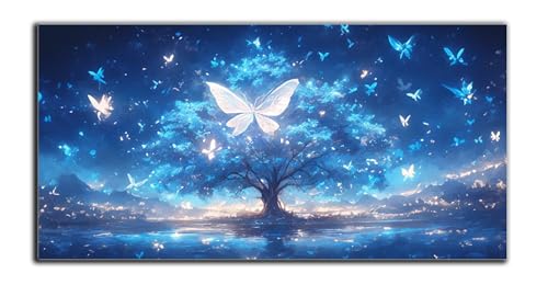 Mariposa Pintar por Numeros Adultos con Marco 70x140cm Lienzos para Niños Árbol Pintar por Numeros Principiante Manualidades Kit con Pinceles y Pigmento Acrílico, Home Decor Regalo Mujer Z 506