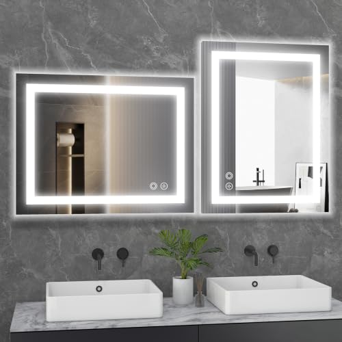Image of NEWBULIG 32 inchx 40 inch LED Bathroom Mirror with Lights, Anti-Fog, Backlit + Front Lit, Lighted Bathroom Vanity Mirror for Wall, Memory Function, Dimmable, Tempered Glass, Shatter-Proof