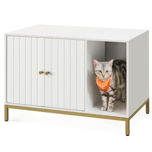 Feandrea hidden litter box furniture enclosure with scratch pad