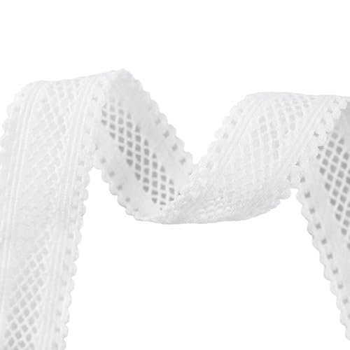 Bristlegrass White 12 Yard 5/8 Inch Foe Fold Over Elastic Spandex Satin Band Lace Dress Diy Sewing Trim Craft Solid Color Ribbon Sewing Lace White（12Yard 5/8") #TOP3