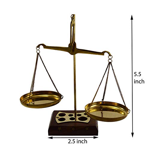 Image of Salvus APP SOLUTIONS Handmade Home Decorative Brass Traditional Tarazu /Mechanical Vintage Weighing Machine with Weight Capacity of 10 Grams (5.5x2.5x5.5 inch)