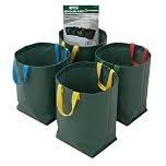 4pc Recycling Garden Waste Bags - 400 x 320 x 320mm | Waterproof & Heavy Duty Garden Sacks To Collect Yard Waste, Plant Waste Grass and Leaves | Includes 2 Coloured Handles For Easy Transportation