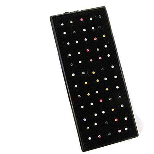 60pcs Crystal Rhinestone Nose Rings Bone Studs Surgical Steel Body Piercing Jewelry (Multi Color) by Broadfashion