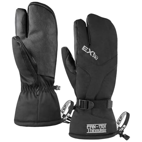 EXski Waterproof Winter 3-Finger Ski Gloves Warm Insulated Snow Mittens for Cold Weather Snowboard Snowmobile Large Cover