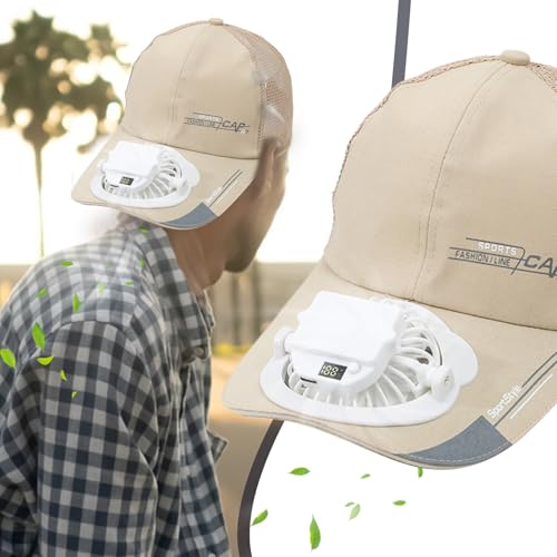 Chapeau avec ventilateurs USB rechargeable écran numérique 3 vitesses été