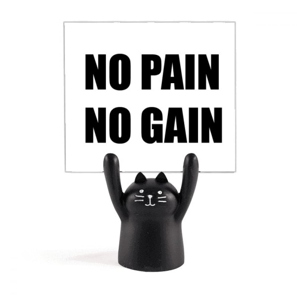 Support mémo noir No Pain No Gain porte-note chat bureau design
