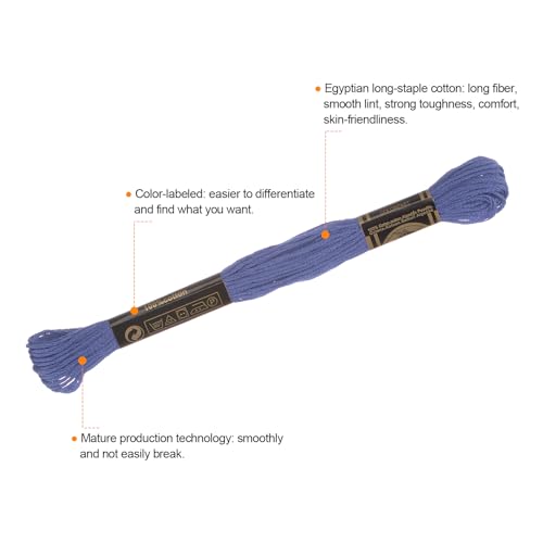 Image of HARFINGTON 12 Skeins Embroidery Floss 8.75yds(8m) Egyptian Long-Staple Cotton Cross Stitch Thread for Sewing DIY Bracelet Yarn String and Crafts, Middle Blue Purple(6032)