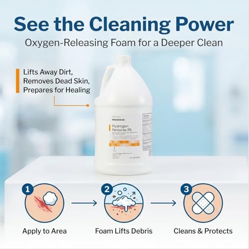 McKesson Hydrogen Peroxide 3%, 1 Gallon [Pack of 1] Topical Solution USP, First Aid Antiseptic, Oral Debriding Agent - Thumbnail 4