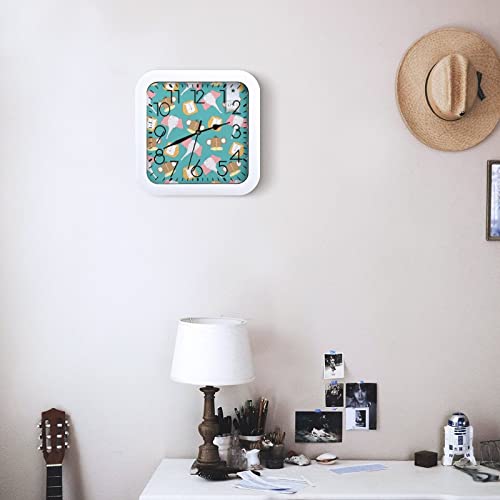 Horloge murale éléphant décorative carrée à grands chiffres 26cm