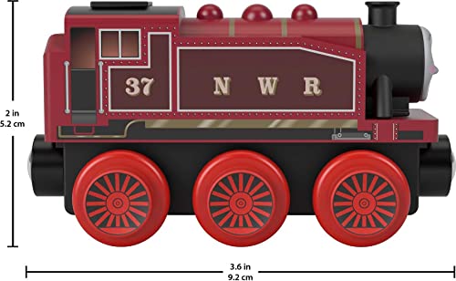 Image of Thomas & Friends Wooden Railway, Rosie Engine, push-along toy train made from sustainably sourced wood for toddlers and preschool kids
