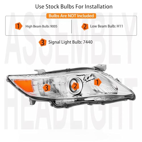 6pc-kit Headlights and Tail Lights Assembly For 2010 2011 Toyota Camry LE XLE SE Hybrid Sedan Replacement Headlamps Chrome Housing clear lens Red Lens Rear LED Brake Lamps trunk lid lights set(LH&RH) by teilando - Image 3
