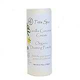 Très Spa Organic Vanilla Cream Dusting Powder - Pure Botanicals with Vanilla Bean & Coconut Cream | Natural Body Powder that is Talc Free, Clay Free, & Non GMO (4oz Tube)