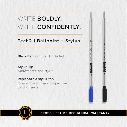 Image of Cross Tech 2 Satin Black Ballpoint Pen - Refillable, Medium Point, Black Ink, Premium Gift Box