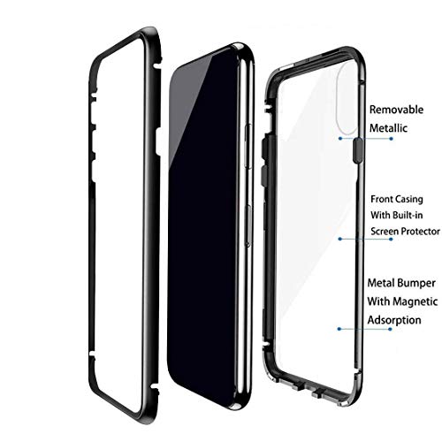 Image of shokproof Magnetic Metal Frame Bumper Glass Back Case Cover for Samsung Galaxy M31 - Blue