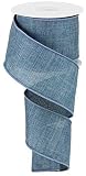 Solid Canvas Wired Edge Ribbon, 10 Yards (Faded Denim Blue, 2.5")