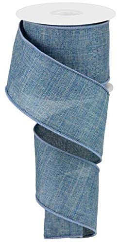 Solid Canvas Wired Edge Ribbon, 10 Yards (Faded Denim Blue, 2.5") #TOP13