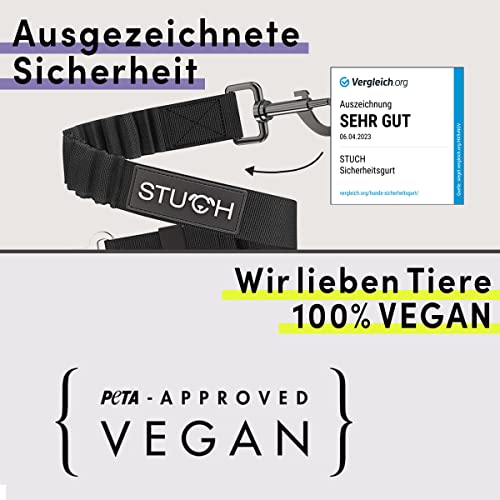STUCH Universeller Bungee Sicherheitsgurt für Hunde & Katzen - Passend für alle Hunderassen & Autotypen (Farbe Rot) OneSize