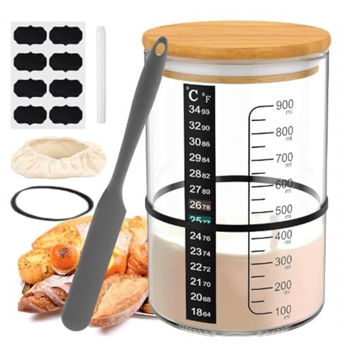 Frasco inicial de frasco, jarra de frasco | Kit de fermentación de yogurt para principiantes | Kit de frasco de arranque de madre multifuncional, suministros para hornear de pan para el hogar